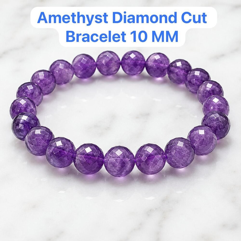 Amethyst Diamond Cut Bracelet (10mm)
