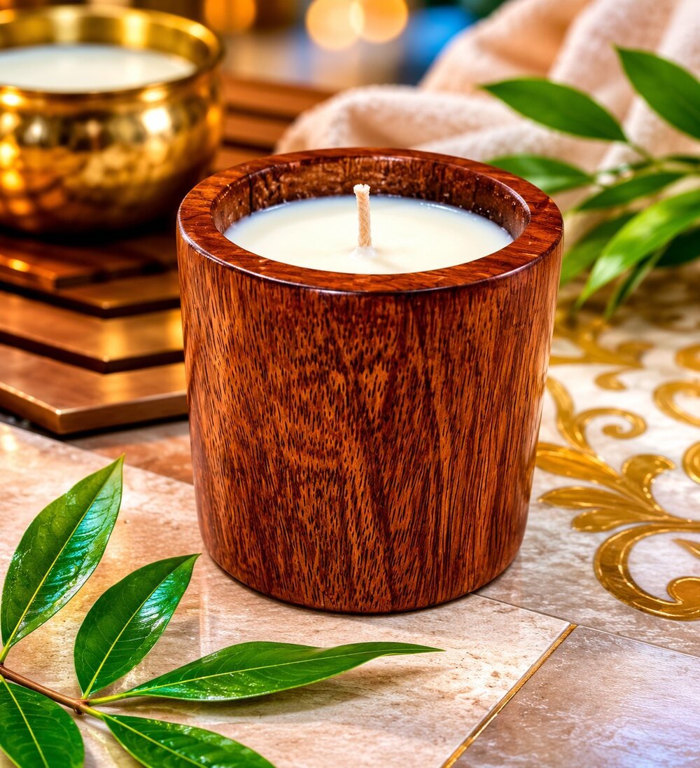 Wooden Cup Natural Candle